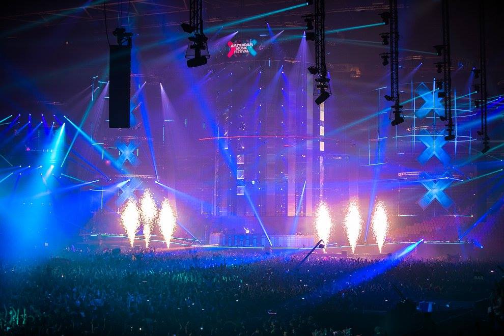 Huge stage and the crowd at Amsterdam Music Festival