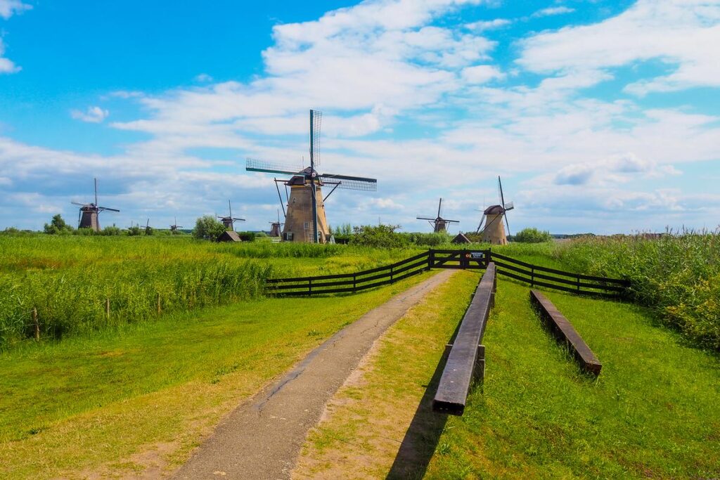 The Kinderdijk windmills offer a mesmerizing sight in the Kinderdijk, Netherlands