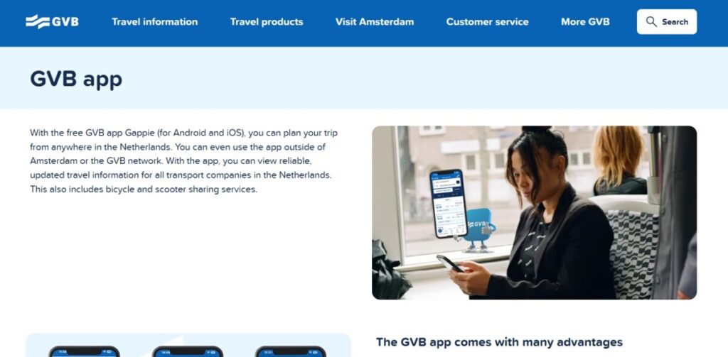 GVB App website page