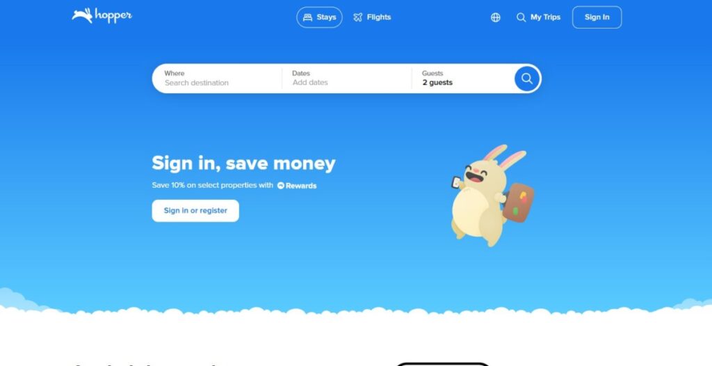 Hopper website landing page