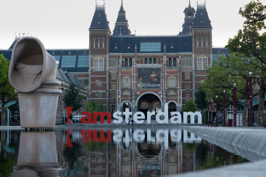 The IAmsterdam Sign in front of the Rijkmuseum  in Amsterdam, Netherlands