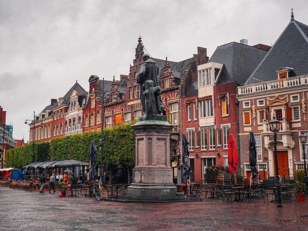 Main Square and monument in Haarlem, Netherlands