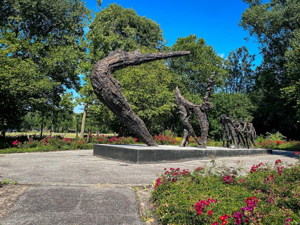 National Slavery Monument in Oosterpark, Amsterdam: A powerful reminder of history and resilience amid serene nature.