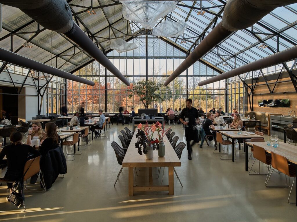 Inside the Restaurant De Kas in Amsterdam, Netherlands