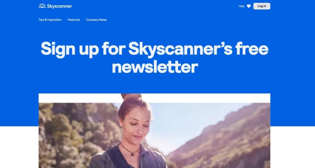 Skyscanner Newsletter Signup page