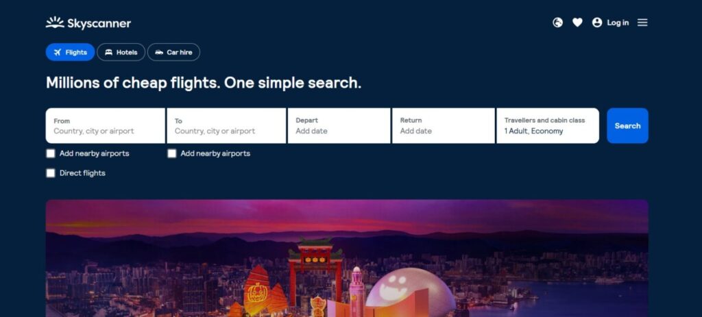 Skyscanner Website Landing Page