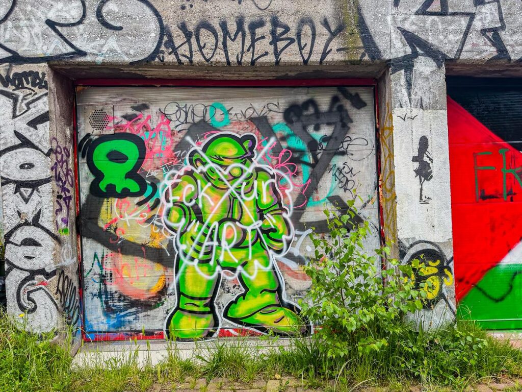 Street art and graffiti of the NDSM Wharf in Amsterdam, Netherlands