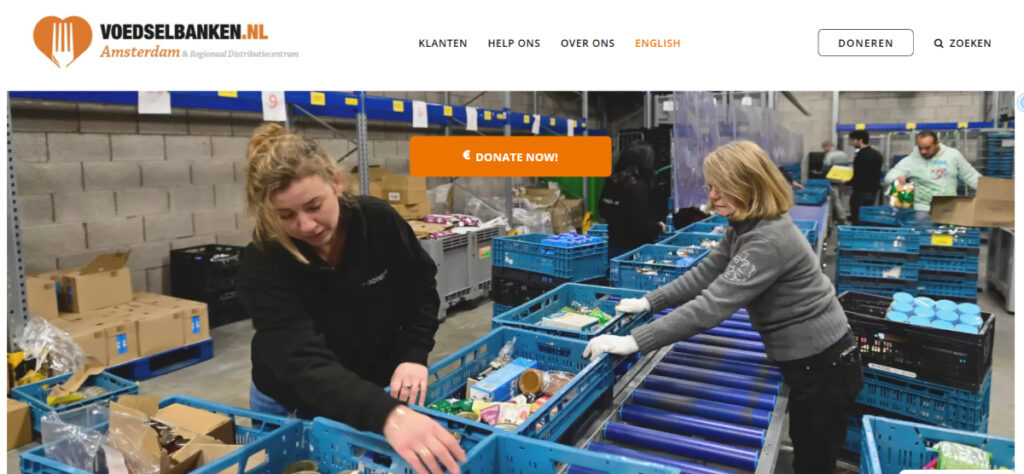 Voedselbank Amsterdam website landing page