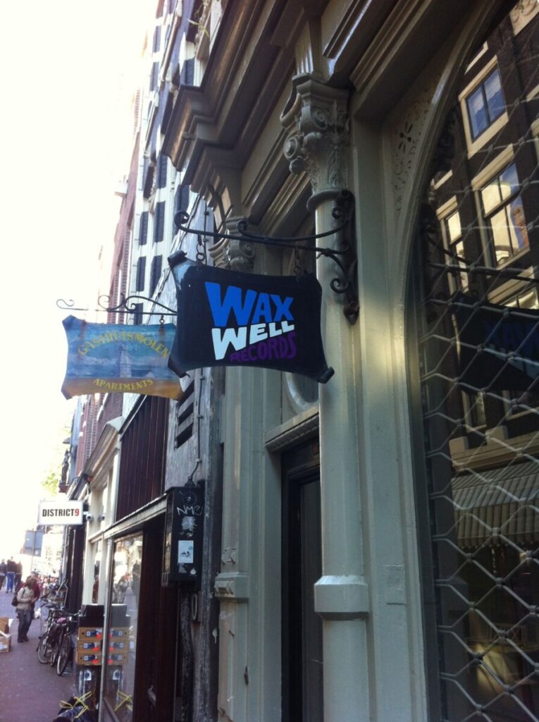 Sign and entrance of the Waxwell Records in Amsterdam, Netherlands